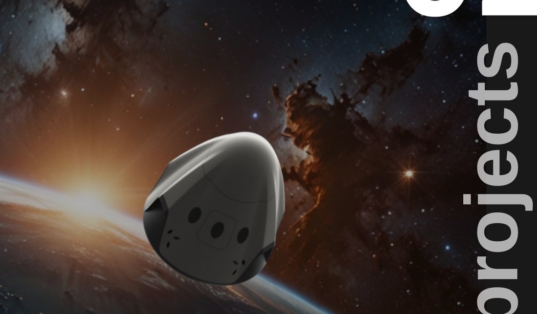 3D model of a Dragon-style crew capsule set against Earth